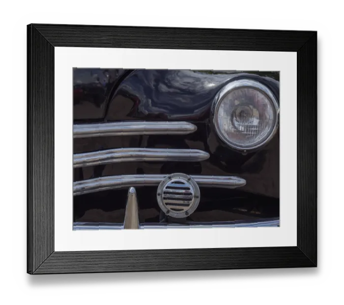Framed Print : Close-up of a black classic car Framed Print : Close-up of a black classic car