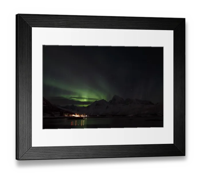 Framed Print : Northern Lights or Aurora Borealis over the Vatter Fjord Framed Print : Northern Lights or Aurora Borealis over the Vatter Fjord