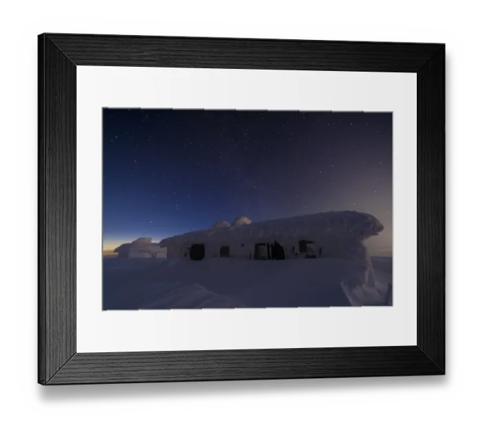Framed Print : Snow-covered cabins, Dundret Nature Reserve
