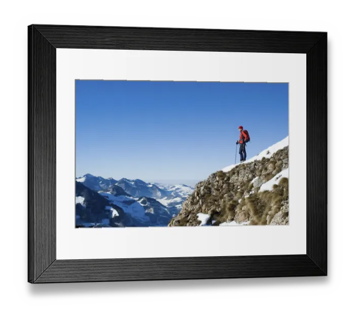 Framed Print : 22-year-old woman, hiking in the pre-Alps in Winter