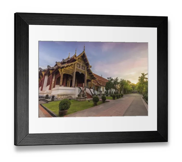 Framed Print : Wat Phra Singh temple pavilion at pink sunrise Framed Print : Wat Phra Singh temple pavilion at pink sunrise