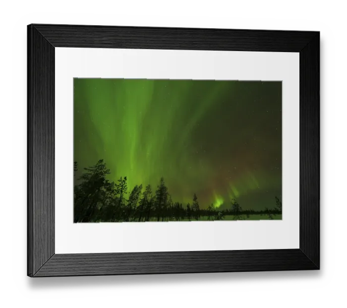 Framed Print : Northern Lights (Aurora borealis) over snowy landscape Framed Print : Northern Lights (Aurora borealis) over snowy landscape