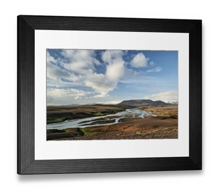 Framed Print : River and mountains near Kerlingarfjoll geothermal area in a summer day