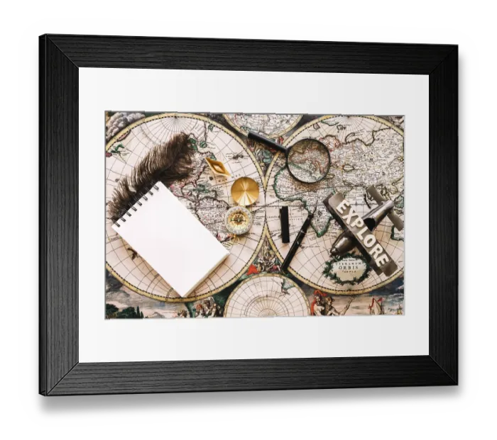 Framed Print : Small notebook near tourist stuff