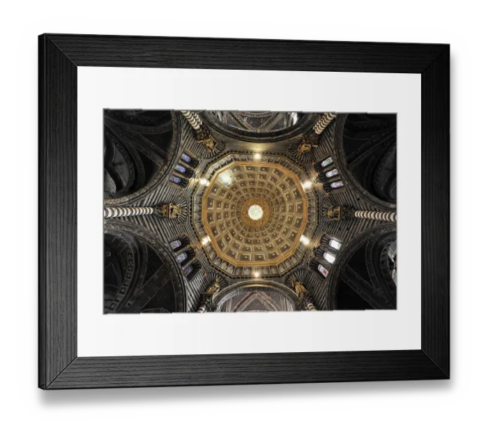 Framed Print : Central interior view of dome of Siena Cathedral Santa Maria Assunta in Romanesque-Gothic architectural style