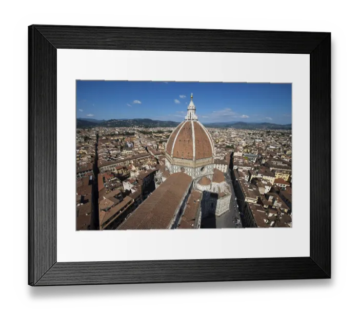 Framed Print : Cityscape with Cathedral, from above Framed Print : Cityscape with Cathedral, from above