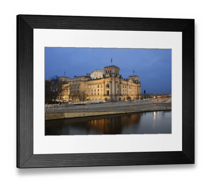 Framed Print : Reichstag, German parliament building and the Spree River in the evening Framed Print : Reichstag, German parliament building and the Spree River in the evening