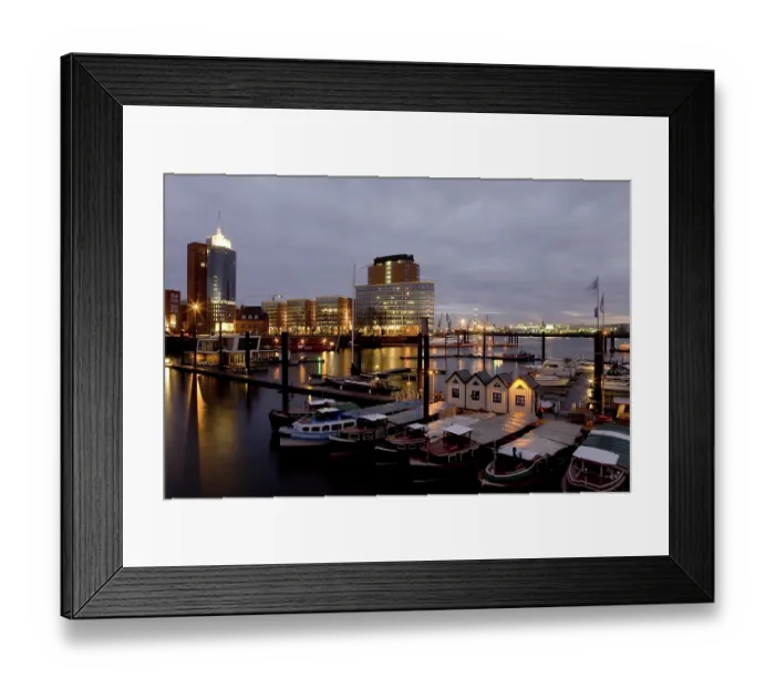 Framed Print : Launches in the harbour of Speicherstadt