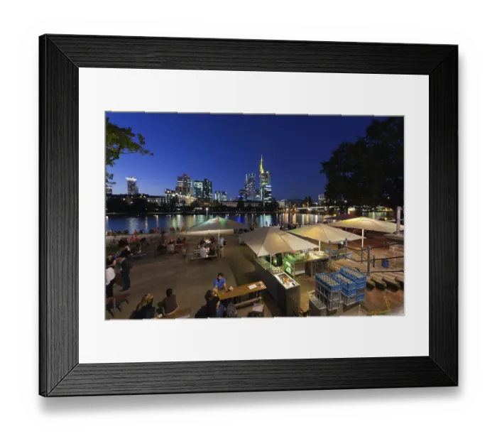 Framed Print : Beer gardens on the River Main at night Framed Print : Beer gardens on the River Main at night