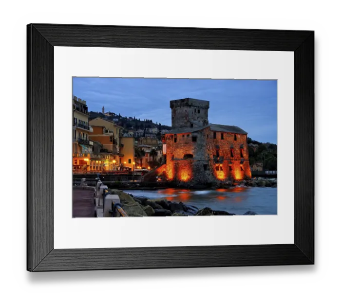 Framed Print : Rapallo castle night, Rapallo castle night 01 Framed Print : Rapallo castle night, Rapallo castle night 01