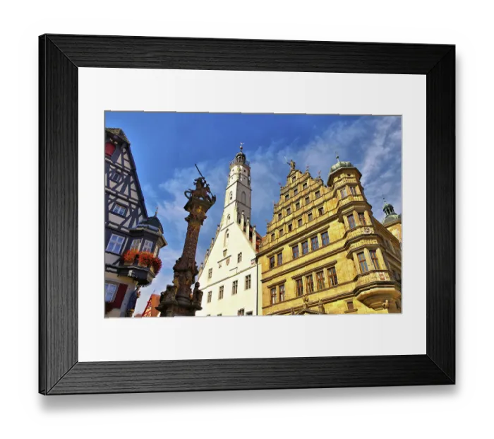 Framed Print : Rothenburg town hall and town hall tower