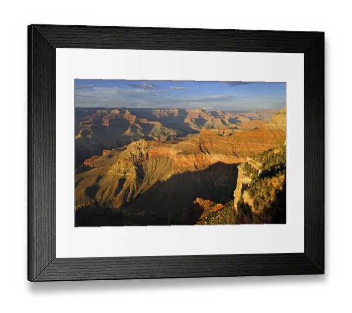 Framed Print : View at sunset from Yavapai Point lookout towards Vishnu Temple
