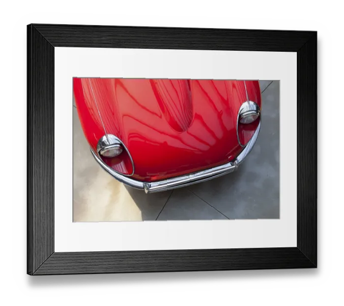 Framed Print : Bonnet and bumper of a Jaguar E-Type Framed Print : Bonnet and bumper of a Jaguar E-Type