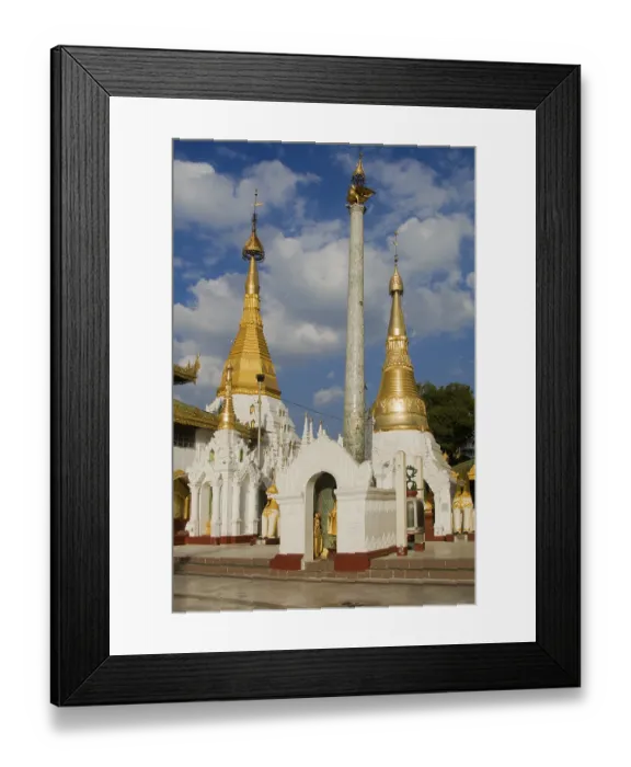 Framed Print : Shwedagon Pagoda, Hamsa Tagundaing or prayer pillar Framed Print : Shwedagon Pagoda, Hamsa Tagundaing or prayer pillar