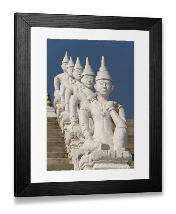 Framed Print : Sitting nat statues at Settawya Paya