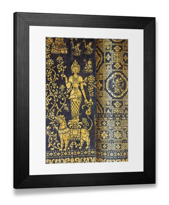 Framed Print : Close-up of ornate wall, Wat Xieng Thong