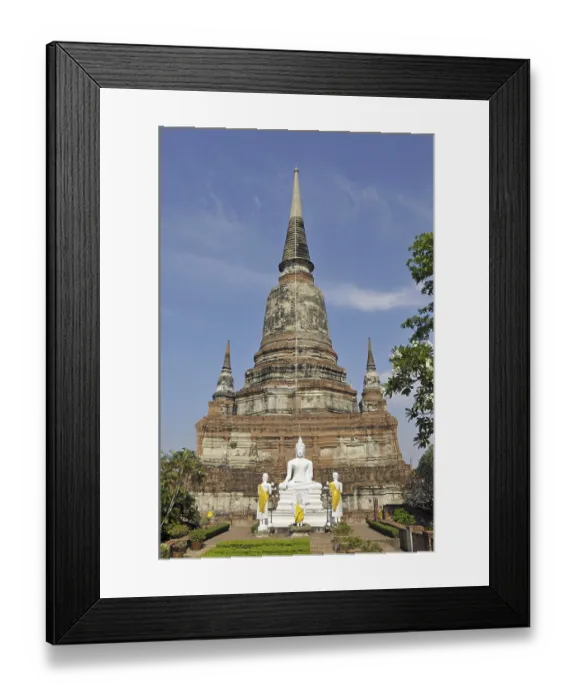 Framed Print : Buddha statues in front of the Great Chedi Chaya Mongkol Framed Print : Buddha statues in front of the Great Chedi Chaya Mongkol