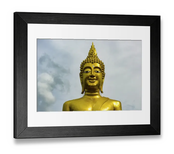 Framed Print : Golden Buddha Statue, detail, Wat Phra Yai Temple