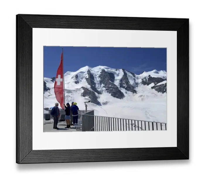 Framed Print : View of the Diavolezza ski area from the panoramic terrace at the top station Framed Print : View of the Diavolezza ski area from the panoramic terrace at the top station