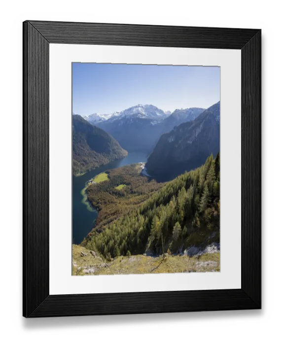 Framed Print : View of the Koenigssee from the Rinnkendlsteig mountain hiking trail