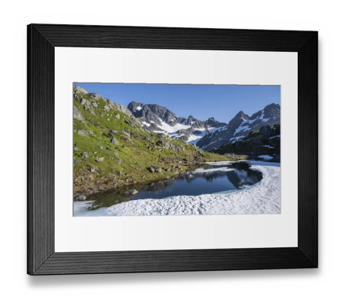 Framed Print : Lake Isvatnet with ice, mountains and snow