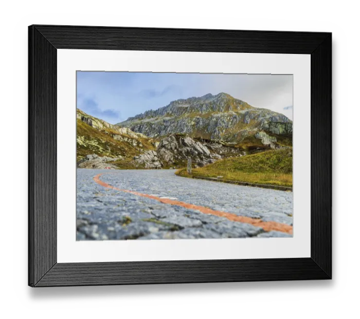 Framed Print : View of road Tremola to pass Gotthardpass