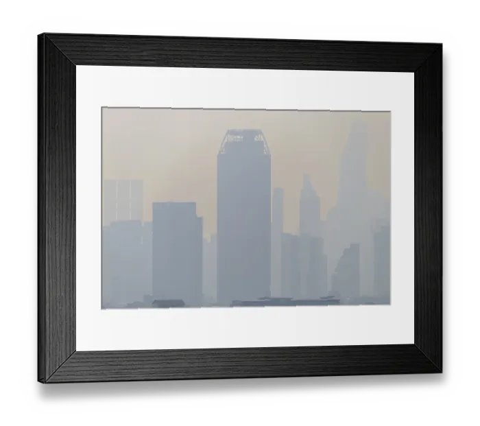 Framed Print : View from Golden Mount through smoky Framed Print : View from Golden Mount through smoky