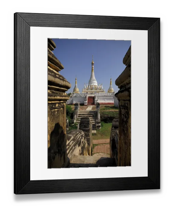 Framed Print : Temple complex, white stupa, Mandalay