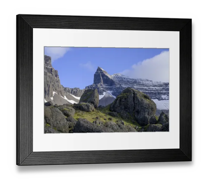 Framed Print : Mount Tindfell and rockfall area Stoeruo