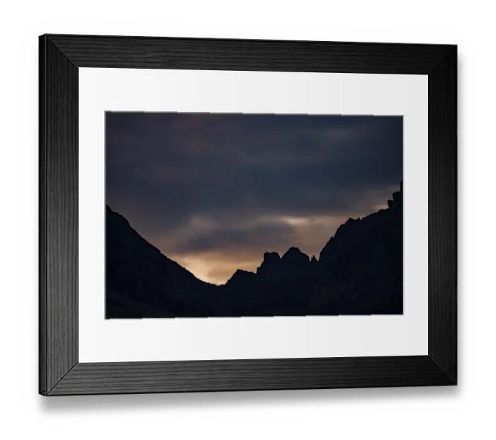 Framed Print : Mountain ridge with cloudy sky at blue hour Framed Print : Mountain ridge with cloudy sky at blue hour
