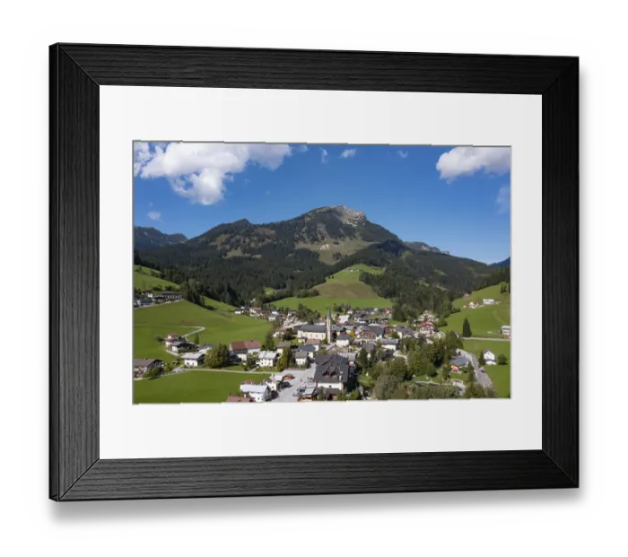 Framed Print : Drone shot, Russbach with Gamsfeld