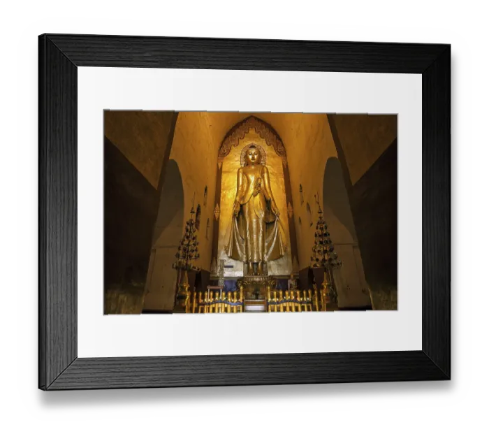 Framed Print : Standing gilded Buddha, Buddha statue