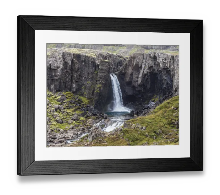 Framed Print : Waterfall Folaldafoss, at Oexi Mountain Road 939