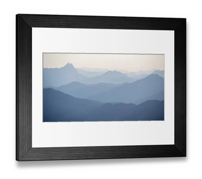 Framed Print : Evening mood, silhouettes, dramatic mountain landscape