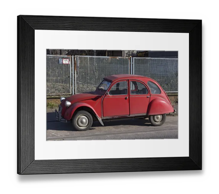 Framed Print : Red 2 CV6 Club on the road, Citroen Ente Framed Print : Red 2 CV6 Club on the road, Citroen Ente