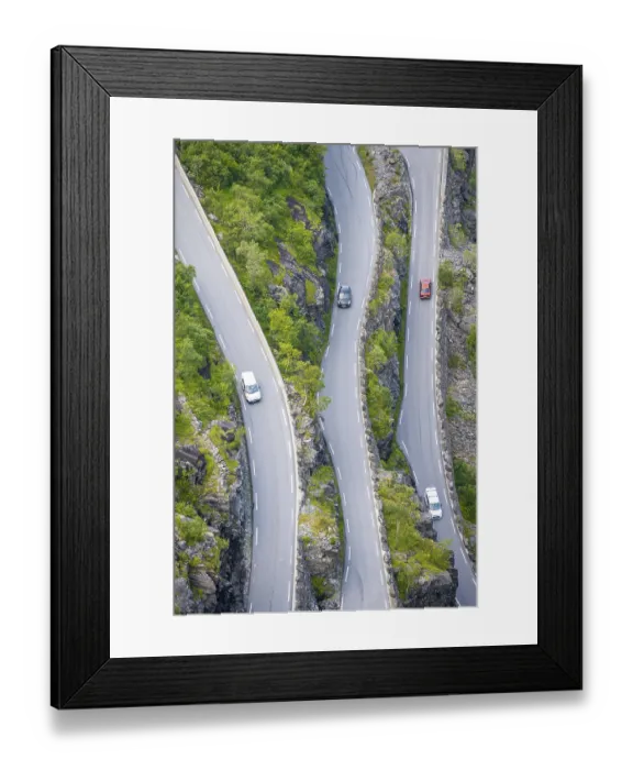 Framed Print : Cars on the mountain road Trollstigen Framed Print : Cars on the mountain road Trollstigen
