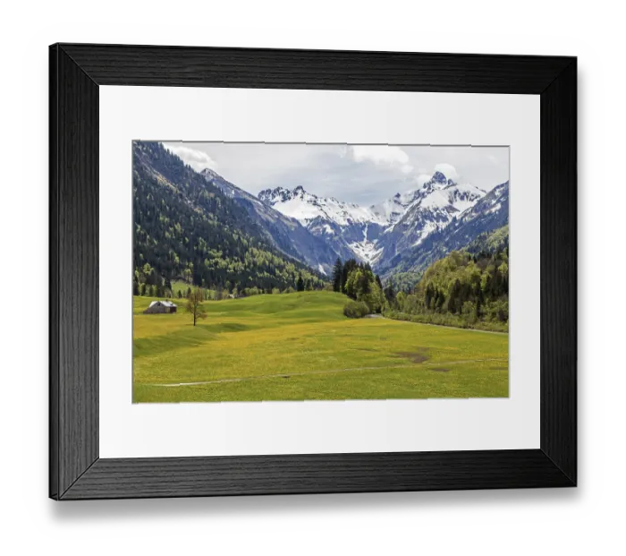 Framed Print : Landscape with yellow flowering meadow