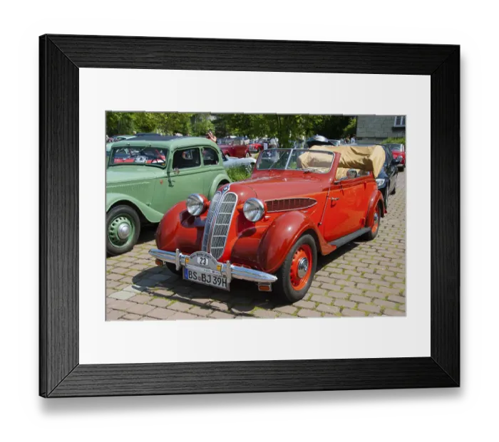 Framed Print : Red convertible with historic elegance Framed Print : Red convertible with historic elegance