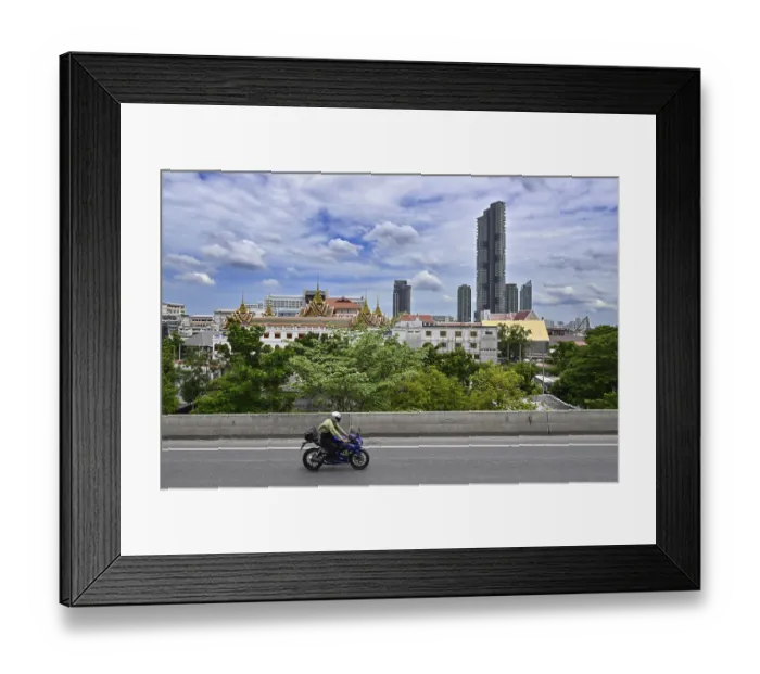 Framed Print : Temple complex and skyscrapers Framed Print : Temple complex and skyscrapers