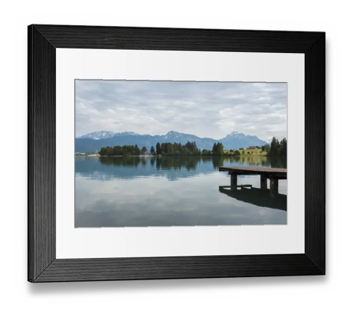 Framed Print : A tranquil lake with a wooden jetty Framed Print : A tranquil lake with a wooden jetty