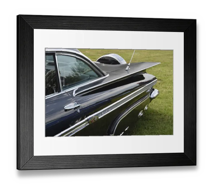 Framed Print : 1959 Vintage Chevrolet with rear wing and spare wheel Framed Print : 1959 Vintage Chevrolet with rear wing and spare wheel