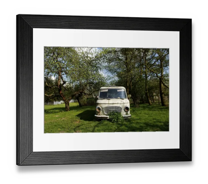 Framed Print : Old minibus from the DDR in an orchard Framed Print : Old minibus from the DDR in an orchard