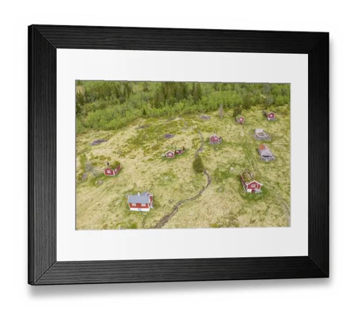 Framed Print : Typical norwegian red and white holiday cottages
