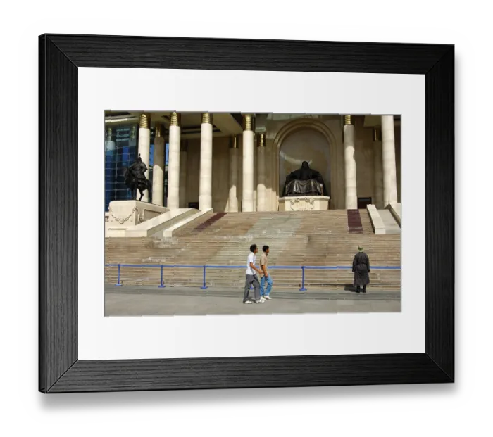 Framed Print : Monument to Genghis Khan beside the parliament buildings on Sukhbaatar Square