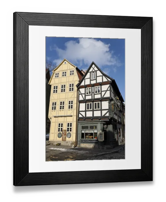 Framed Print : Roland Cafe in 7 historic half-timbered houses
