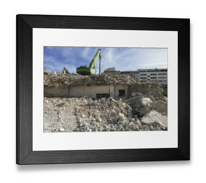 Framed Print : Ruins from the demolition of a post office building Framed Print : Ruins from the demolition of a post office building