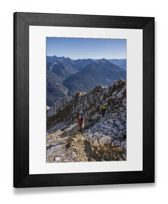 Framed Print : Mountaineers climbing, hiking trail to Arnspitze
