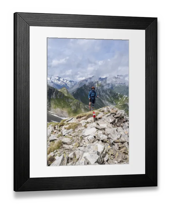 Framed Print : Hikers in the high mountains, Lasoerling Hoehenweg
