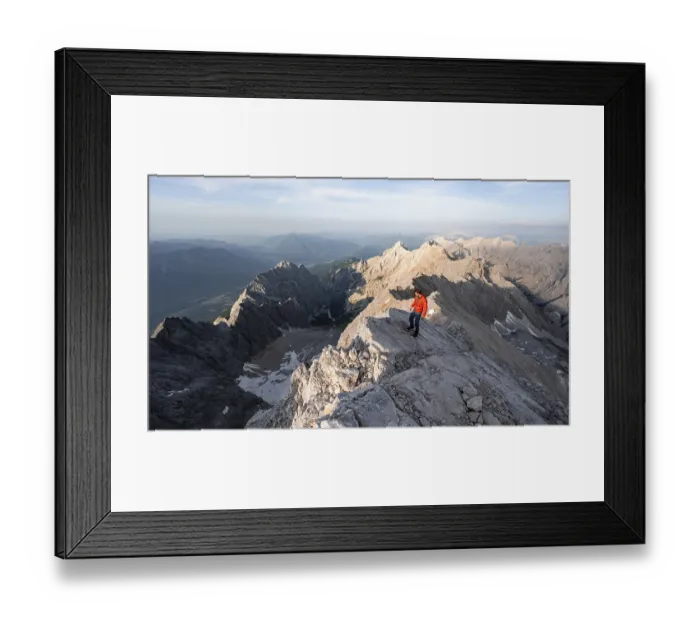 Framed Print : Mountaineers on a steep rocky ridge