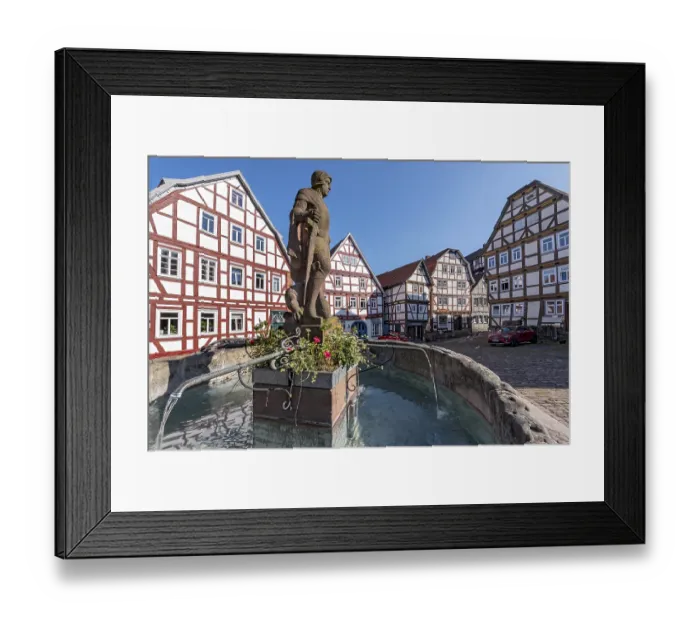Framed Print : Fountain figure of St. George the dragon slayer with the dragon